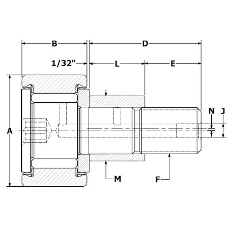 CARTER BEARINGS .75", Needle Cam Follower, Eccentric, Sealed, Hex CNBE-24-SB